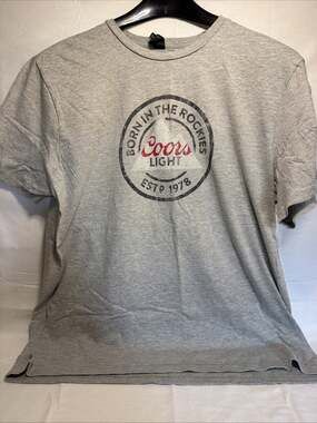 NEW Coors Light Mens Mountain "Born in the Rockies" Logo Light Gray T-Shirt XL